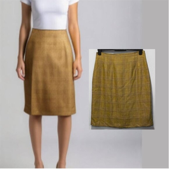 Jones New York Yellow Plaid Pencil Pencil Skirt Size 12 - Picture 1 of 16